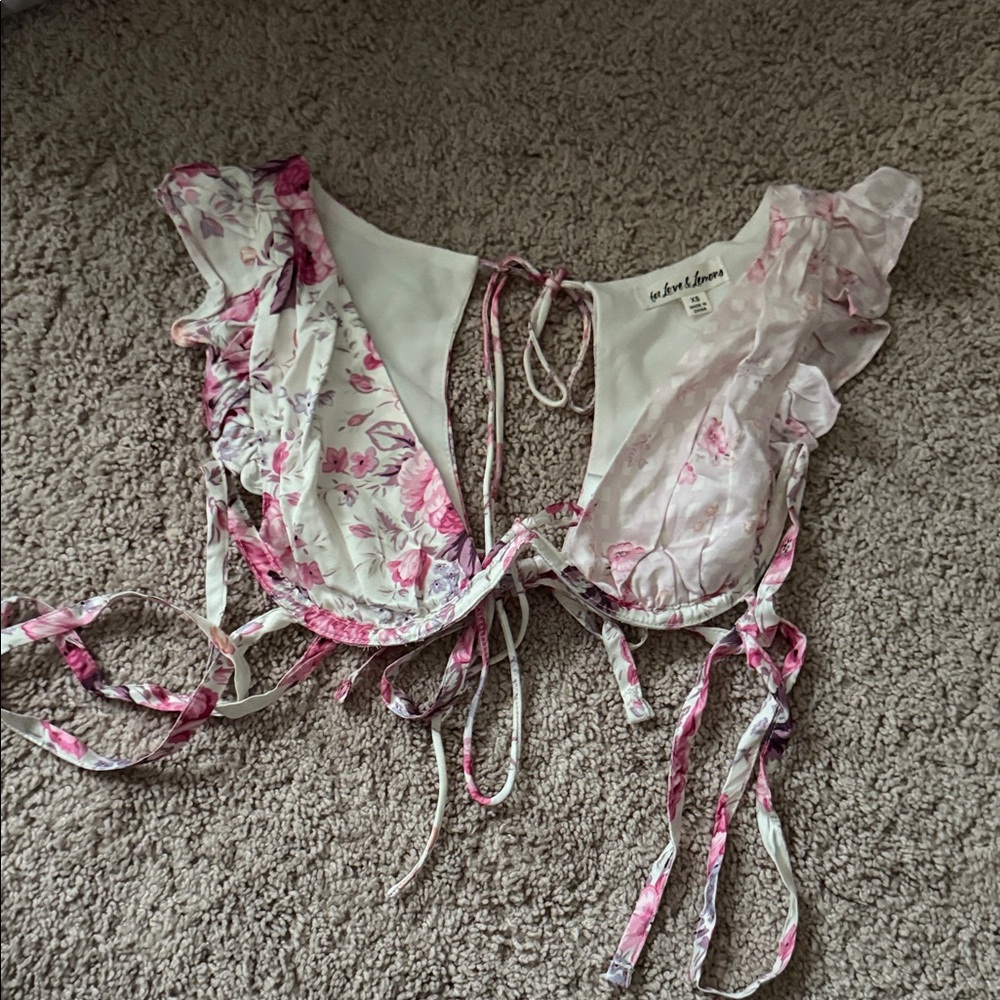 For Love And Lemons Pink Floral Blouse